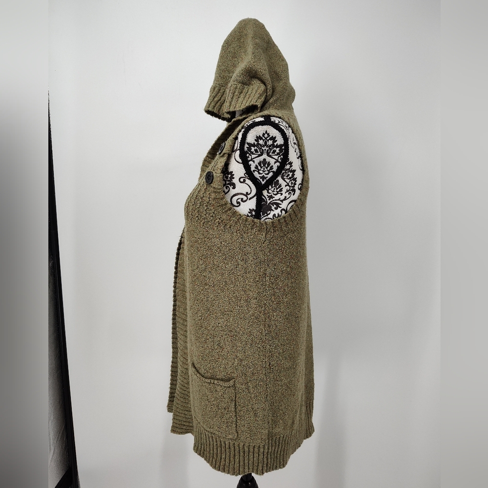 Maurices Olive Button Detail Hooded Knit Cardigan Vest Size Women's Medium - Picture 5 of 7